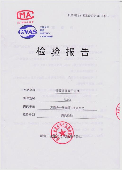 PL4AH錳酸鋰鋰離子電池檢測報告